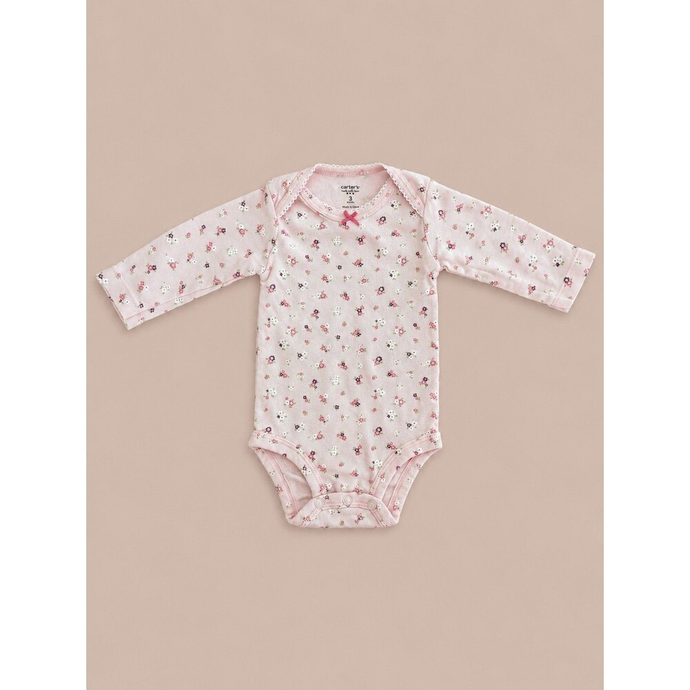 Carter’s Baby Girl Cottagecore Pink Floral Long Sleeve Bodysuit 3M